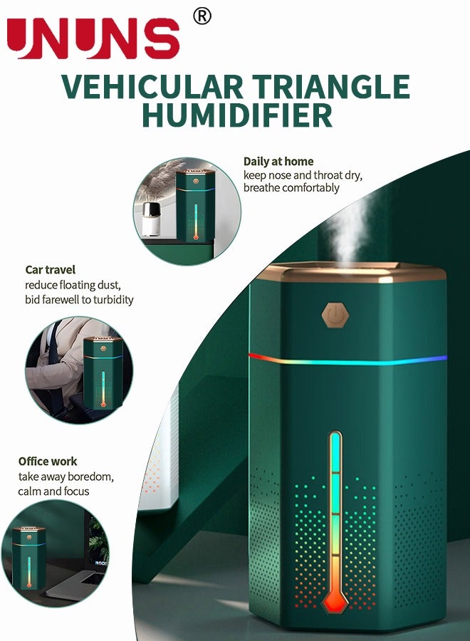 UNUNS Humidifiers For Bedroom,1L Cool Mist Humidifier With 7 Color Night Lights,USB Powered Aroma Diffuser,Car Air Humidifier,Quiet Humidifier,Portable Desk Humidifier,Auto Shut-Off Air Vaporizer,Green  - Image 2