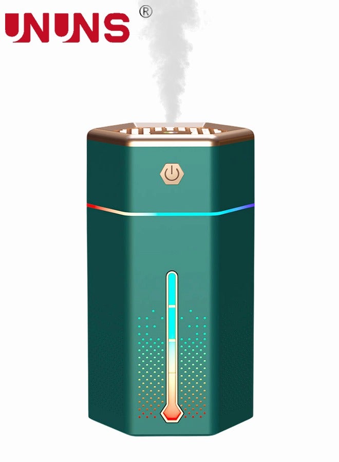 UNUNS Humidifiers For Bedroom,1L Cool Mist Humidifier With 7 Color Night Lights,USB Powered Aroma Diffuser,Car Air Humidifier,Quiet Humidifier,Portable Desk Humidifier,Auto Shut-Off Air Vaporizer,Green  - Image 1
