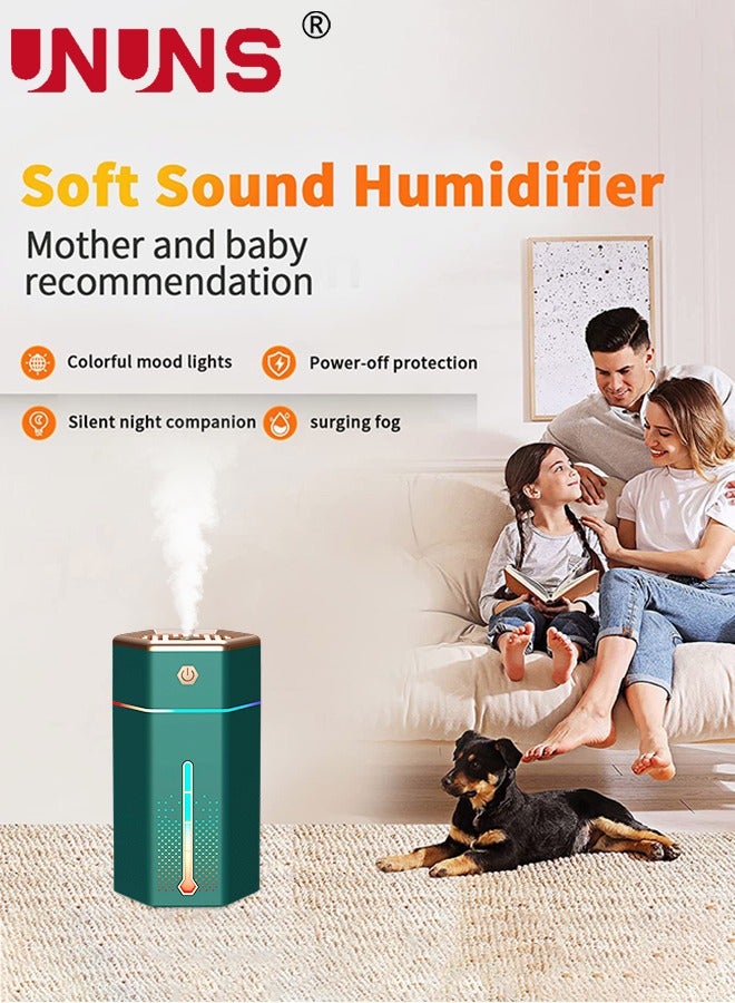 UNUNS Humidifiers For Bedroom,1L Cool Mist Humidifier With 7 Color Night Lights,USB Powered Aroma Diffuser,Car Air Humidifier,Quiet Humidifier,Portable Desk Humidifier,Auto Shut-Off Air Vaporizer,Green  - Image 5