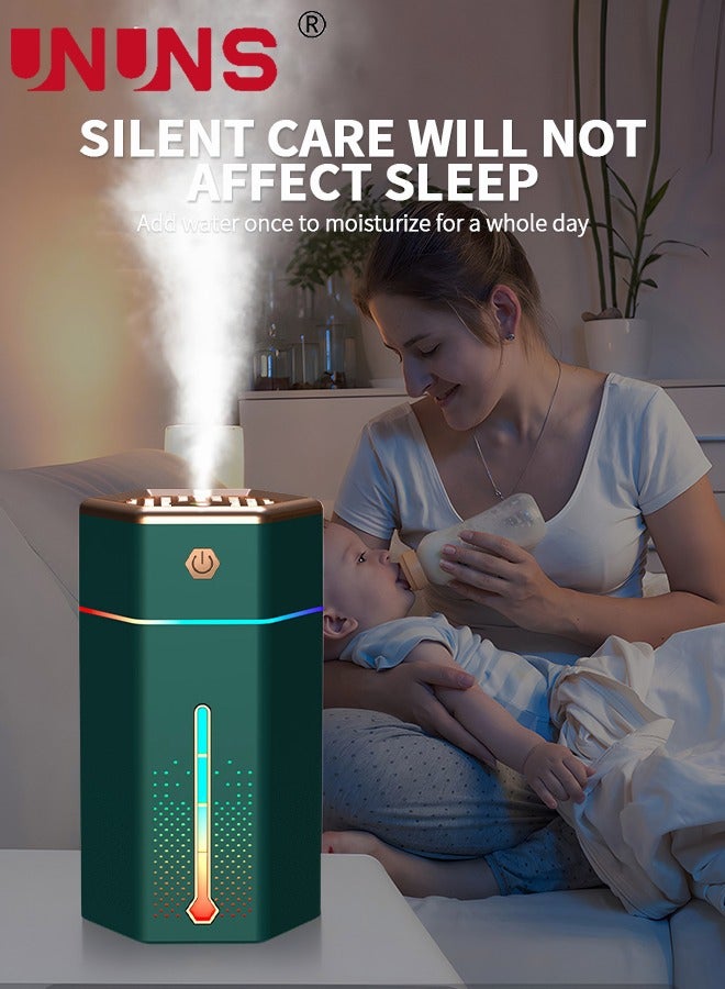 UNUNS Humidifiers For Bedroom,1L Cool Mist Humidifier With 7 Color Night Lights,USB Powered Aroma Diffuser,Car Air Humidifier,Quiet Humidifier,Portable Desk Humidifier,Auto Shut-Off Air Vaporizer,Green  - Image 4