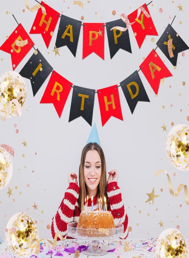 لافتة عيد ميلاد سعيد باللونين الأحمر والأسود اللامعين من DVKKHD مع بالون، لافتة عيد ميلاد سعيد مضحكة للنساء، زينة عيد ميلاد لامعة للخلفية، لافتة عيد ميلاد معلقة على الحائط، علم، لوازم حفلات عيد الميلاد - Image 3