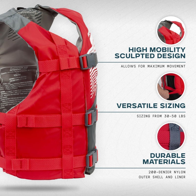 Stohlquist Kids Life Jacket 50-90 lbs - Coast Guard Approved Life Vest - Type III PFD for Boys and Girls - Secure & Adjustable Fit for Swimming, Boating & Water Sports - Image 2