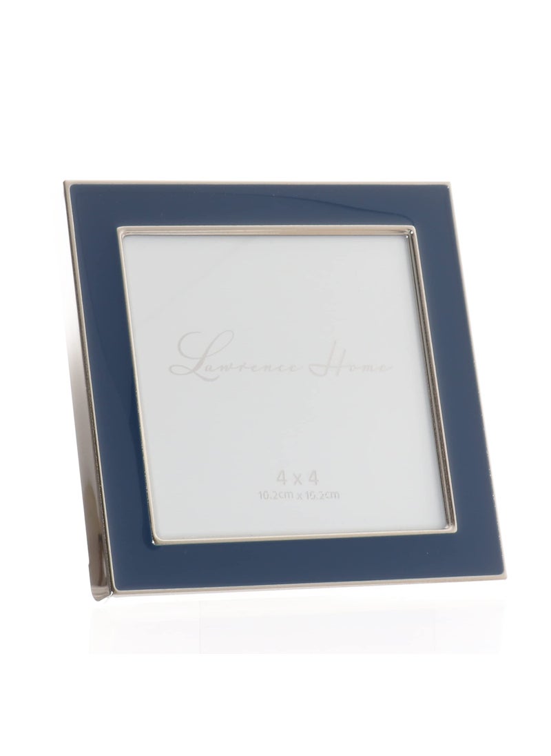 Lawrence Frames 4x4 Silver Metal and Navy Blue Enamel Picture Frame  - Image 2