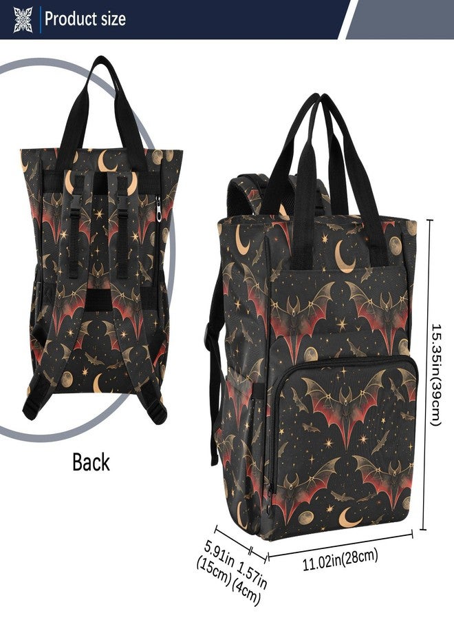 senya Diaper Bag Backpack, Bat Crescent Star Multifunction Travel Bag for Moms Dads - Image 3
