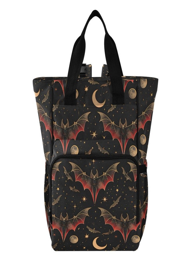 senya Diaper Bag Backpack, Bat Crescent Star Multifunction Travel Bag for Moms Dads - Image 1