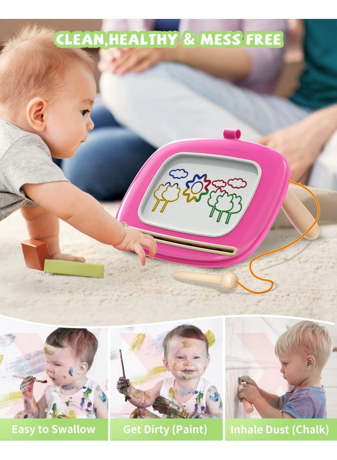 Kikapabi Magnetic Drawing Board, Doodle Board for Toddlers Toys Age 1-2, Magnetic Writing Board, Preschool Learning and Educational Toys for 1 2 3 Years Old Girl Boy Gift for Birthday, Christmas(Rose Red) - Image 2