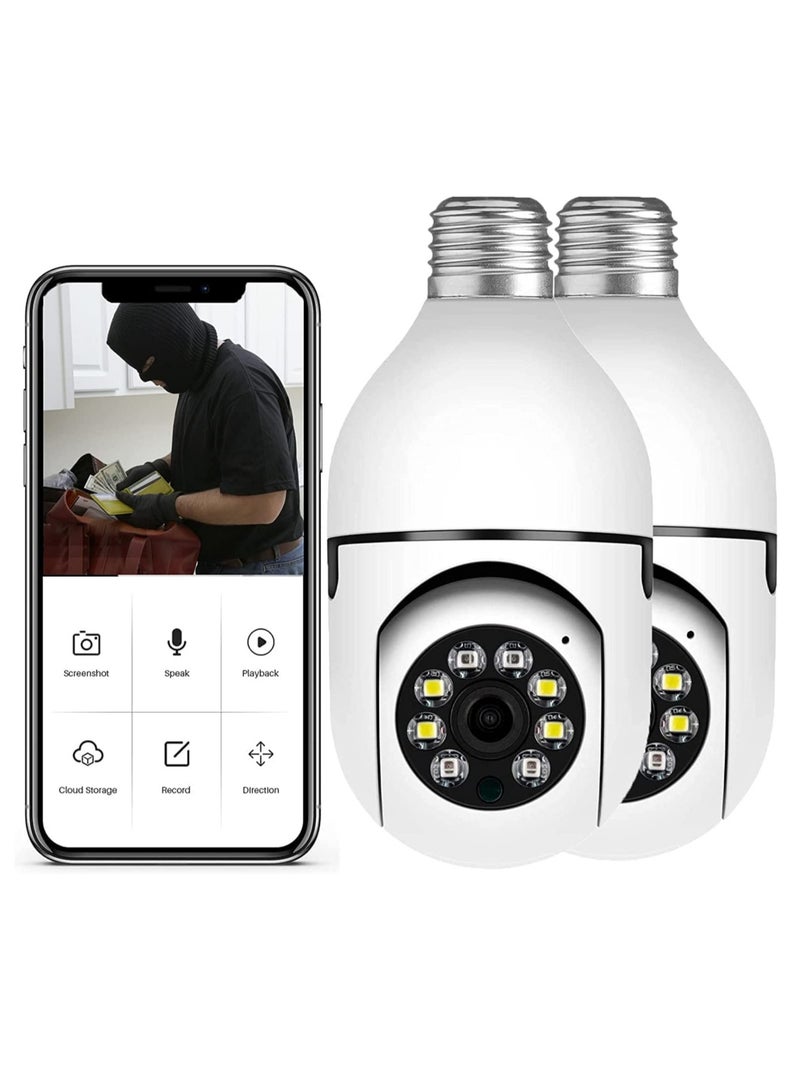 ELTRAZONE 2Pcs Light Bulb Security Camera 2.4GHz & 5G WiFi Outdoor, 1080P E27 Light Socket Security Camera, Indoor 360° Home Security Cameras, - Image 1