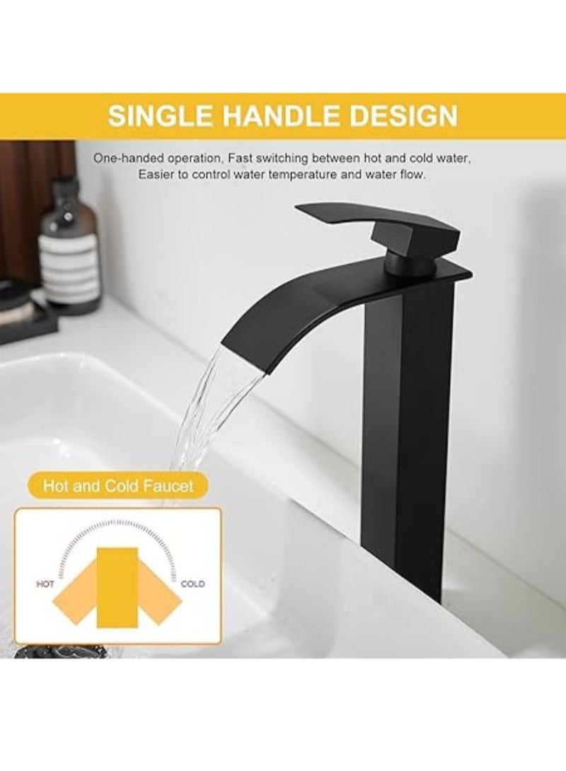 Basin Tap | High Arc | Tall Basin Mixer tap | Commercial 1-Hole | Brass Single Lever | Deck Mounted (MATT BLACK) - Image 4