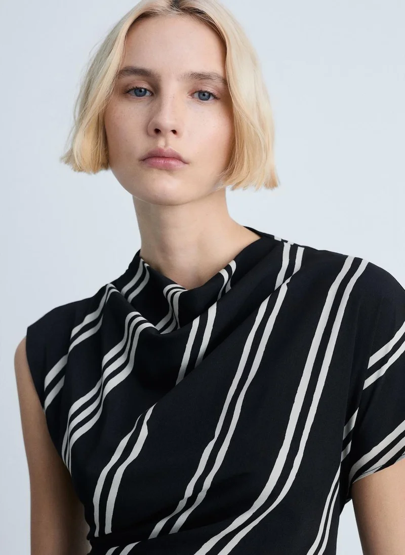 MANGO Striped Twist Dress