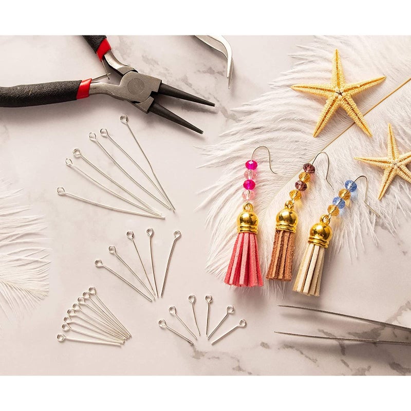 Bright Creations لوازم صنع المجوهرات دبابيس العين - 20 قياس، فضة مطلية بالبلاتين، 1200 قطعة، 8 أطوال (0.63-1.97 بوصة) - صنع المجوهرات بنفسك وصنع الأقراط مع نهاية حلقة لروابط العنق - Image 5