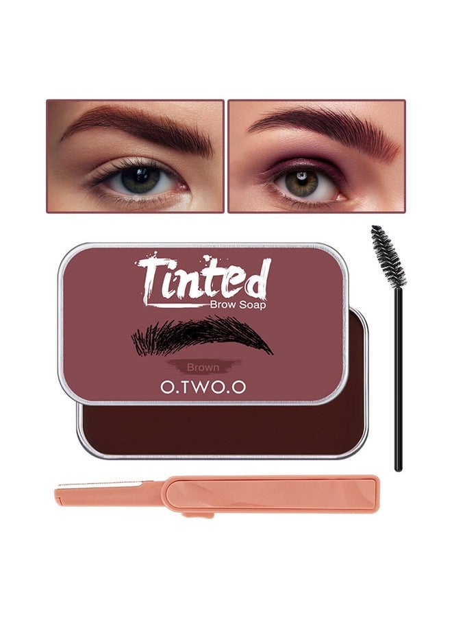 Tinted Eyebrow Soap Kit, Brow Styling Soap Long Lasting Hold Eyebrow Soap Wax Long Lasting Waterproof Clear Brow Gel For Eyebrow Makeup Soap Brows Kit Dark Brown