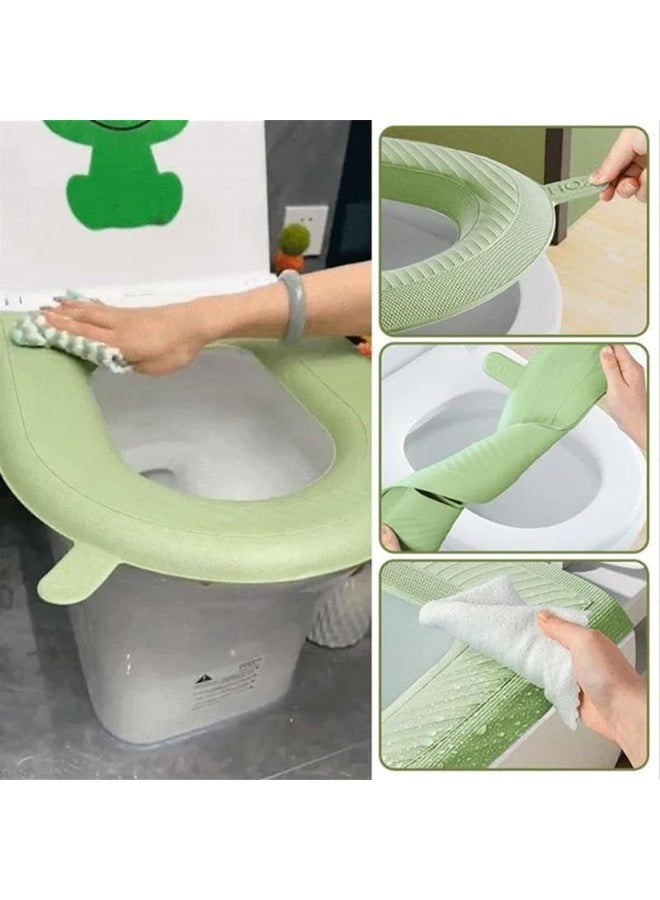 دوغي قطعتان من وسائد مقعد المرحاض EVA مقاومة للماء، غطاء مبطن قابل للغسل للمنزل والفندق - Image 2