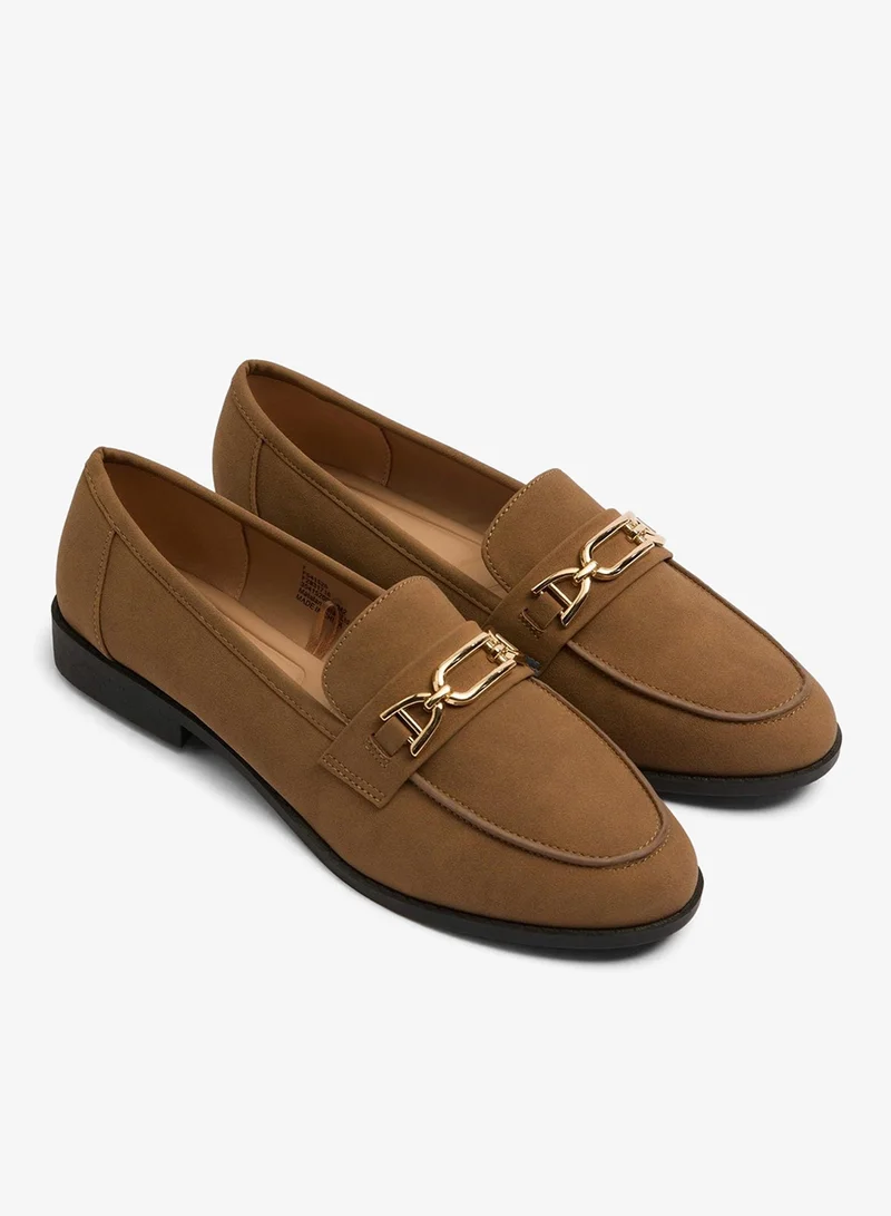 Matalan Tan Metal Bar Wide Fit Loafers