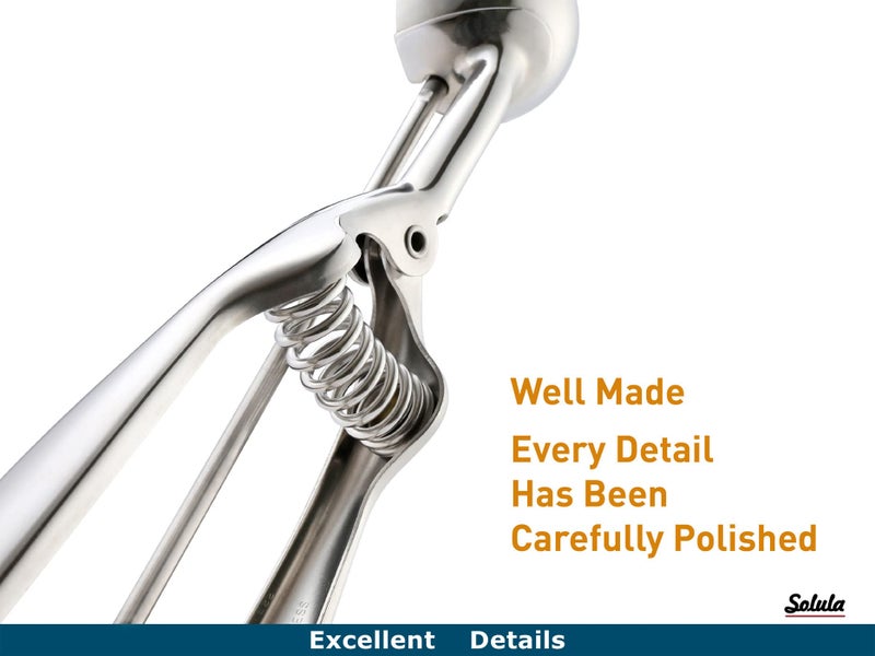 Solula 18/8 Stainless Steel Small Ice Cream Scoop Disher Cookie Scoop Melon Baller - Image 3