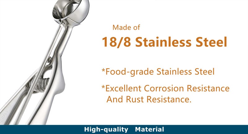 Solula 18/8 Stainless Steel Small Ice Cream Scoop Disher Cookie Scoop Melon Baller - Image 5