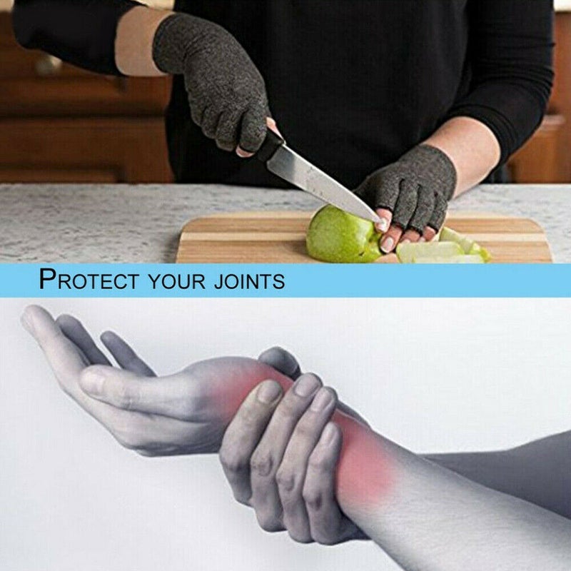 Cotton half finger arthritis compression gloves recovery health care carpal tunnel wrist support no glue dispensing s Double Pack - Image 5