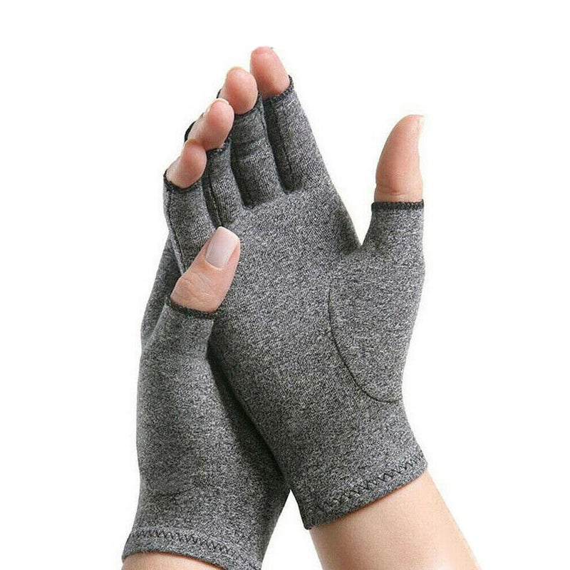 Cotton half finger arthritis compression gloves recovery health care carpal tunnel wrist support no glue dispensing s Double Pack - Image 1