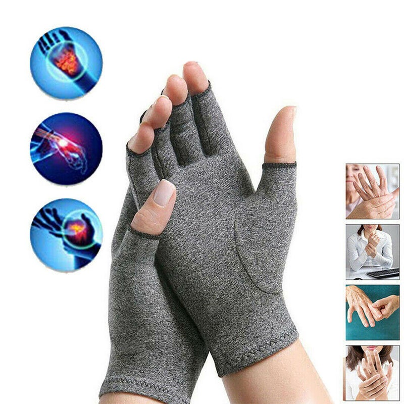 Cotton half finger arthritis compression gloves recovery health care carpal tunnel wrist support no glue dispensing s Double Pack - Image 2