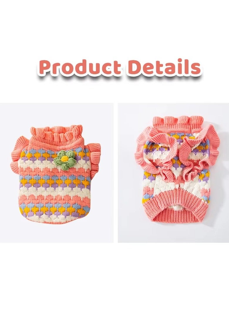 A.M Cute Tulip Flower Sweater Winter Dog Sweater Puppy Coat Thick Dog Clothes for Cat And Small Medium Dogs Boy Girl - Image 2