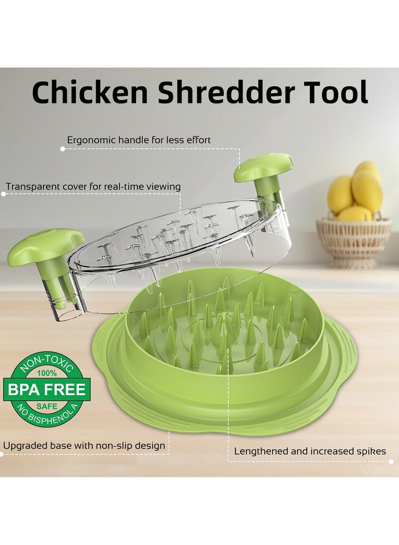 Chicken Shredder,Large Chicken Breast Shredder Tool Twist with Brush&Fork, Visible Meat Shredder Machine, Anti-Slip Strip, Ergonomic Handle, BPA Free, Pork Beef ChickenMatcha Green) - Image 3