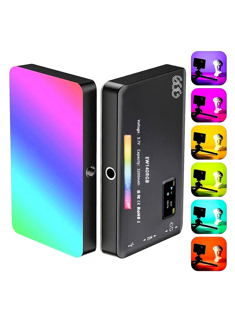 Egg Full Color W140RGB 3200mAH Portable LED Camera Light, Phone Camera Light Panel 0-360,  CRI95+2500K-9000K 20 Lighting Effects,   Rechargeable LED Lighting for Photography,  Video Conferencing, Vlog,TikTok  - Image 1