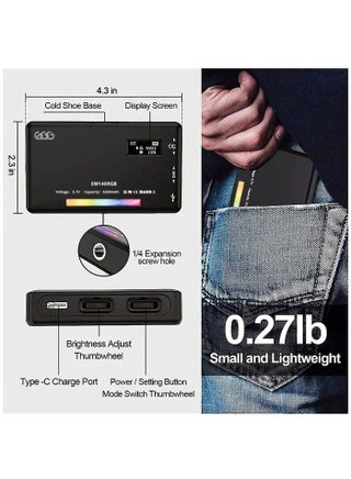 إضاءة الفيديو W140 RGB، لوحة إضاءة كاميرا LED  محمولة 0-360 لون كامل، CRI95+ 2500K-9000K  قابلة للتعتيم 20 تأثير إضاءة، إضاءة LED  قابلة لإعادة الشحن 3200 مللي أمبير في الساعة للتصوير  الفوتوغرافي ومؤتمرات الفيديو وTikTok - view 5