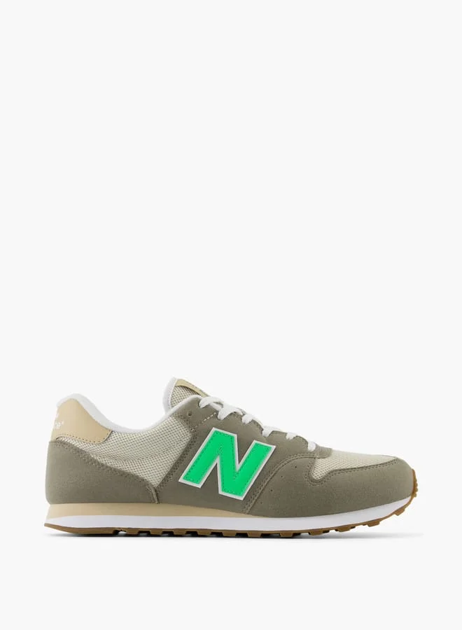 نيو بالانس Men's Logo Detail Sneakers with Lace-Up Closure - 500