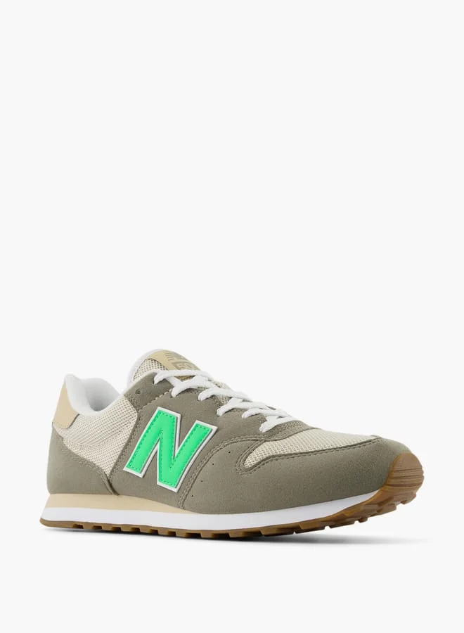 نيو بالانس Men's Logo Detail Sneakers with Lace-Up Closure - 500
