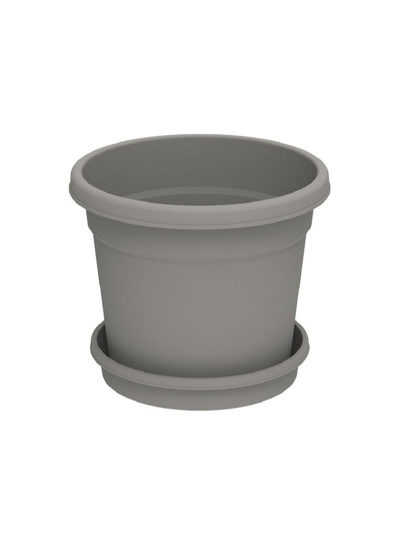 Cosmoplast Cosmoplast Round Flower Pot With Tray Cover Grey 10 inch 