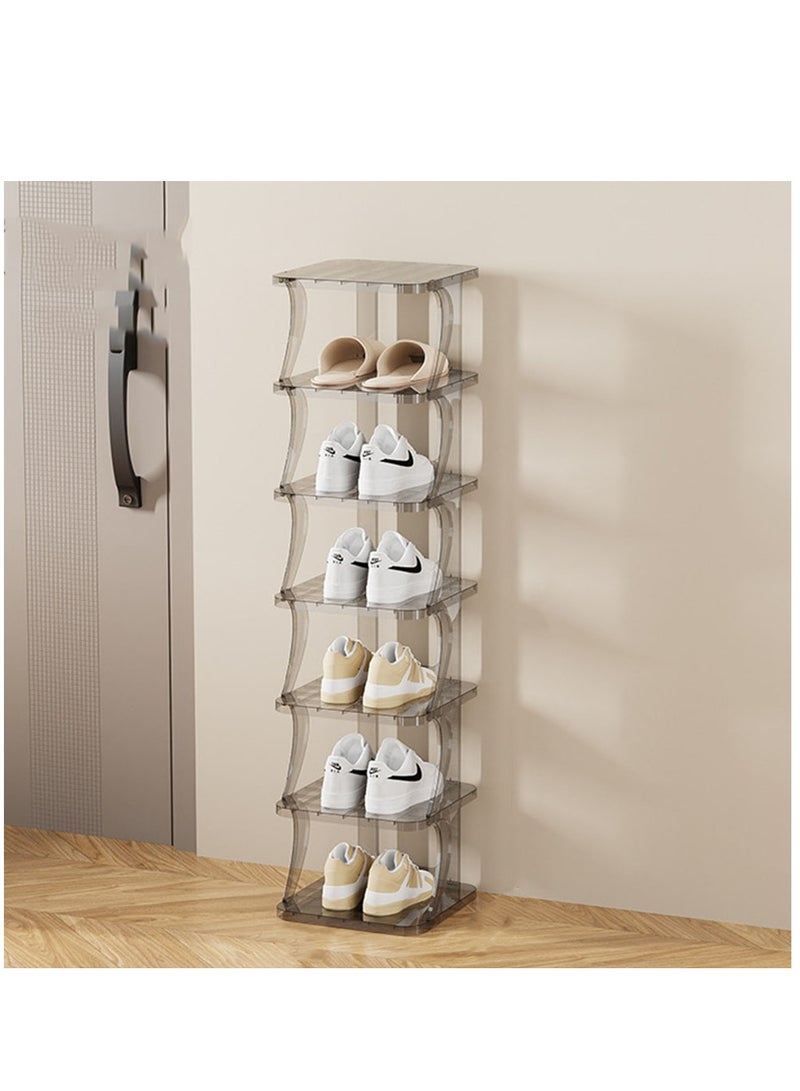 Arabest 7 Tiers Shoe Organizer, Free Standing Shoe Storage, Stackable Shoe Rack for Closet, Entryway, Small Space, Corner, Bedroom Grey  for Entryway Dorm Office, White - Image 1