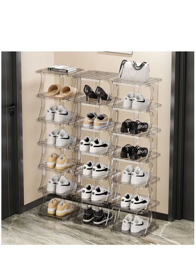 Arabest 7 Tiers Shoe Organizer, Free Standing Shoe Storage, Stackable Shoe Rack for Closet, Entryway, Small Space, Corner, Bedroom Grey  for Entryway Dorm Office, White - Image 5