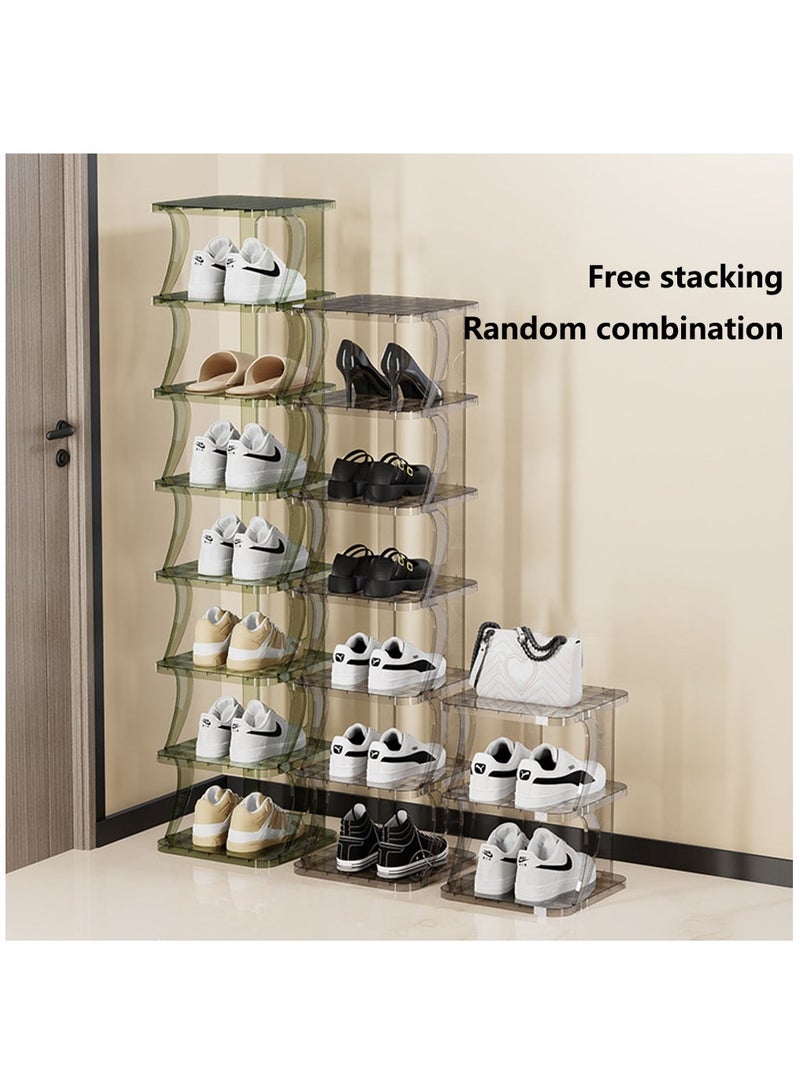 Arabest 7 Tiers Shoe Organizer, Free Standing Shoe Storage, Stackable Shoe Rack for Closet, Entryway, Small Space, Corner, Bedroom Grey  for Entryway Dorm Office, White - Image 2