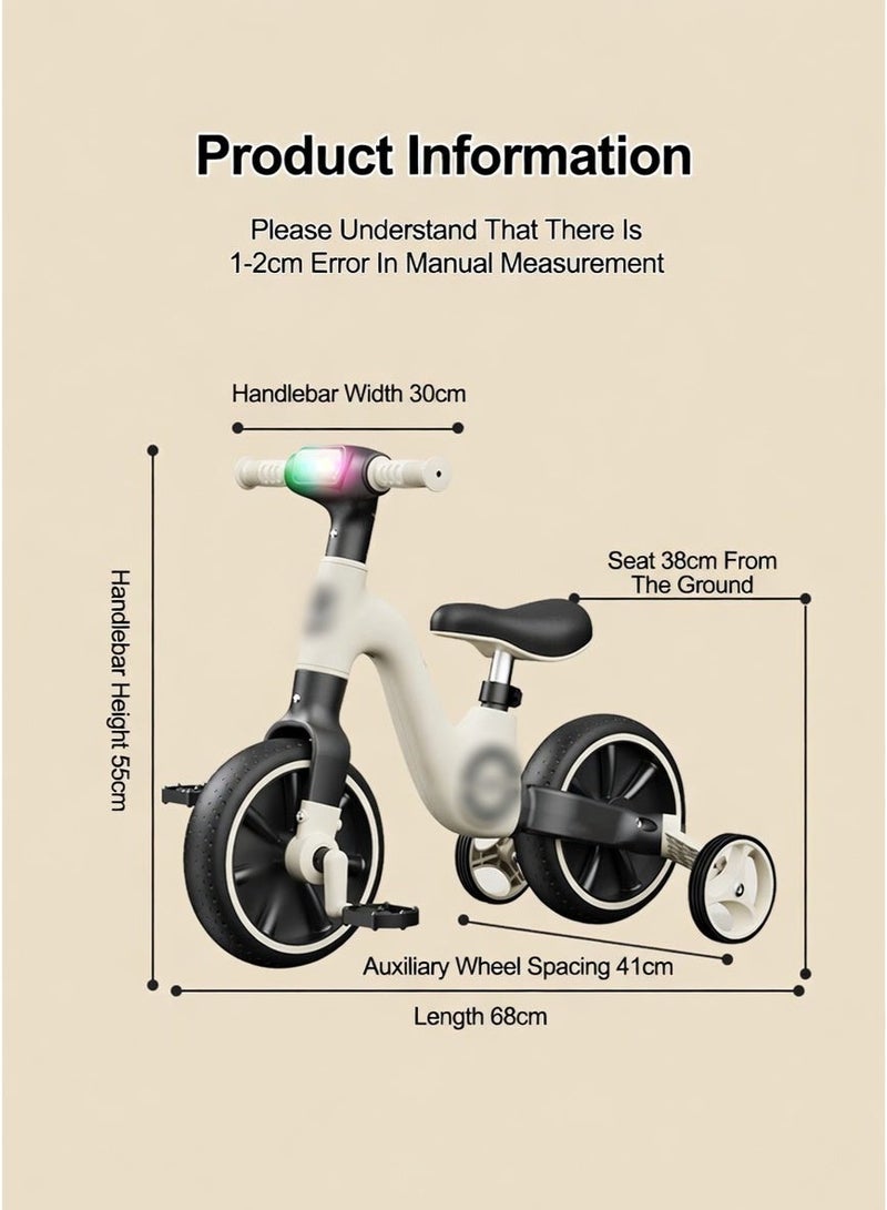 ما بيبي دراجة ثلاثية العجلات للأطفال 2 في 1 مزودة بأضواء وموسيقى، مناسبة للأولاد والبنات من عمر 1 إلى 6 سنوات، سكوتر للأطفال/سيارة توازن، دراجة بدون دواسات، متعددة الوظائف، دراجة توازن يدوية ثلاثية العجلات - Image 3