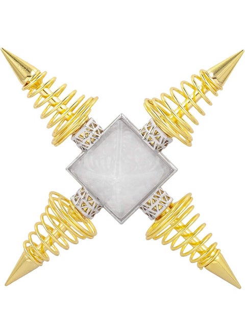 SUNYIK Pyramid Crystal Energy Generator, Healing Chakra Stone Point Conical Spring Four Directions Reiki Balancing Meditation, Rock Quartz, Gold Plated