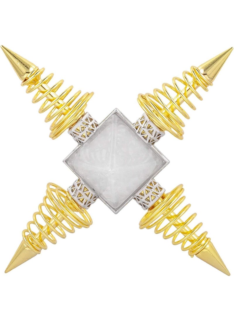 SUNYIK SUNYIK Pyramid Crystal Energy Generator, Healing Chakra Stone Point Conical Spring Four Directions Reiki Balancing Meditation, Rock Quartz, Gold Plated 
