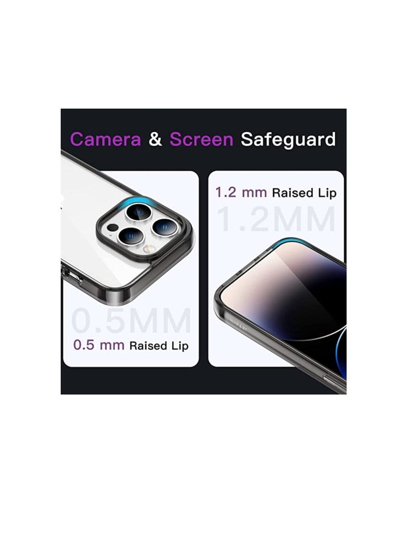 جي تيك جراب لهاتف iPhone 14 Pro مقاس 6.1 بوصة مقاوم للصدمات وغطاء ممتص للصدمات مضاد للخدش ظهر شفاف أسود - Image 2