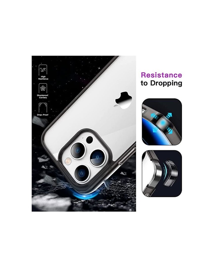 جي تيك جراب لهاتف iPhone 14 Pro مقاس 6.1 بوصة مقاوم للصدمات وغطاء ممتص للصدمات مضاد للخدش ظهر شفاف أسود - Image 3