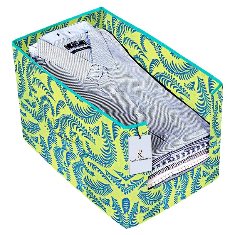 Kuber Industries Metallic Printed 3 Piece Non Woven Shirt Stacker Wardrobe Organizer Set Green Brown Beige CTKTC034928 - Image 3