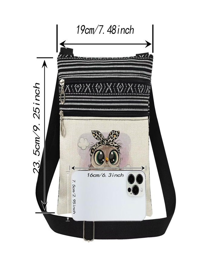 XiaoGalaee Stylish Owl with Leopard Headband Print Women Crossbody Bag Adjustable Men Shoulder Bag with Zipper Birthday Gift for Nature Lovers Travel Owl Print Purse - Image 4