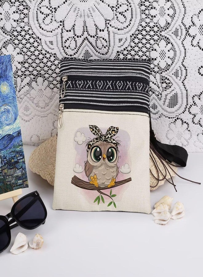 XiaoGalaee Stylish Owl with Leopard Headband Print Women Crossbody Bag Adjustable Men Shoulder Bag with Zipper Birthday Gift for Nature Lovers Travel Owl Print Purse - Image 3