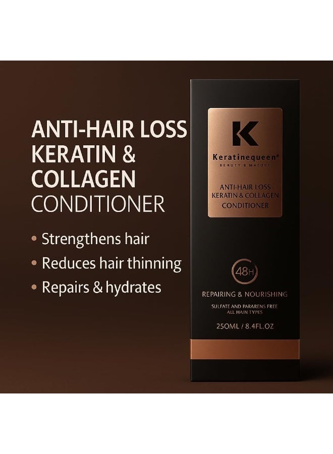 Bz بلسم كيراتين كوين المضاد لتساقط الشعر مع الكيراتين والكولاجين - تركيبة تقوية وتغذية وإصلاح - خالية من الكبريتات والبارابين - لجميع أنواع الشعر - 750 مل - Image 2
