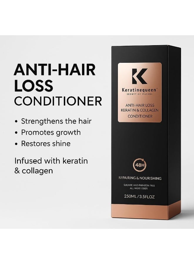Bz بلسم كيراتين كوين المضاد لتساقط الشعر مع الكيراتين والكولاجين - تركيبة تقوية وتغذية وإصلاح - خالية من الكبريتات والبارابين - لجميع أنواع الشعر - 750 مل - Image 4