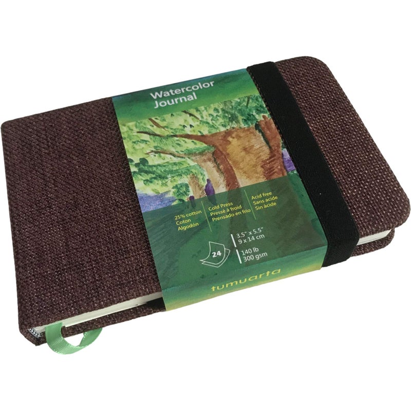 tumuarta Watercolor Journal, 3.5x5.5â€, 140 LB, 300 GSM, Cotton Paper, Cold Press, 24 Sheets, 48 Pages, Watercolor Paper Sketch Books for Use As Mixed Media Pad On The Go - Image 1