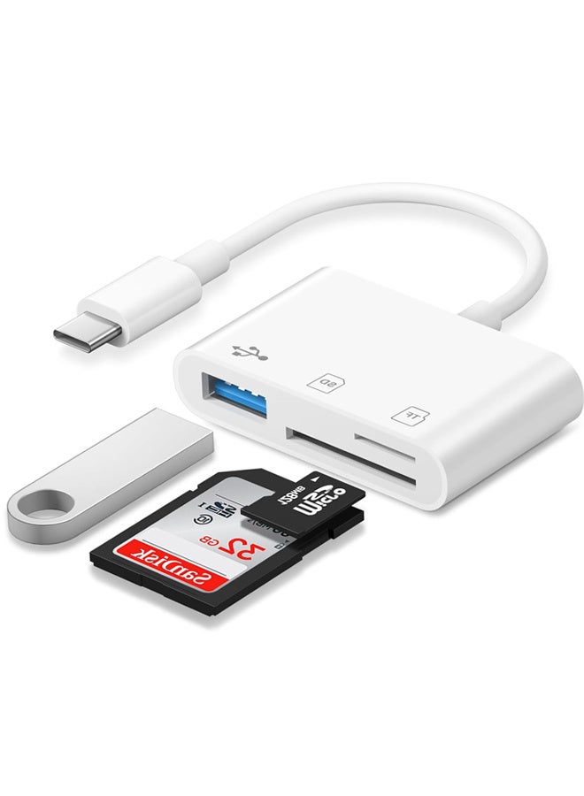 X-level SD Card Reader for iPhone 17 Pro Max, USB C SD Card Reader 3 in 1 USB 3 Slots iPhone iPad Mac Digital Camera Memory Card Reader, Plug & Play Compatible For SD Micro SD Compatible With Printer Mouse Keyboard Samsung Laptop white - Image 1