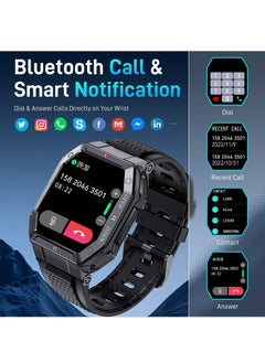 RollsTimi  Men's Military Smart Watch,1.85" HD Outdoor Fitness Tracker Sports Watch With Heart Rate Blood Pressure Sleep Monitor For iPhone Android  - Image 5