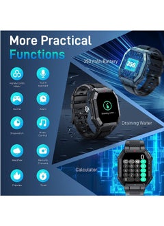 RollsTimi  Men's Military Smart Watch,1.85" HD Outdoor Fitness Tracker Sports Watch With Heart Rate Blood Pressure Sleep Monitor For iPhone Android  - Image 2