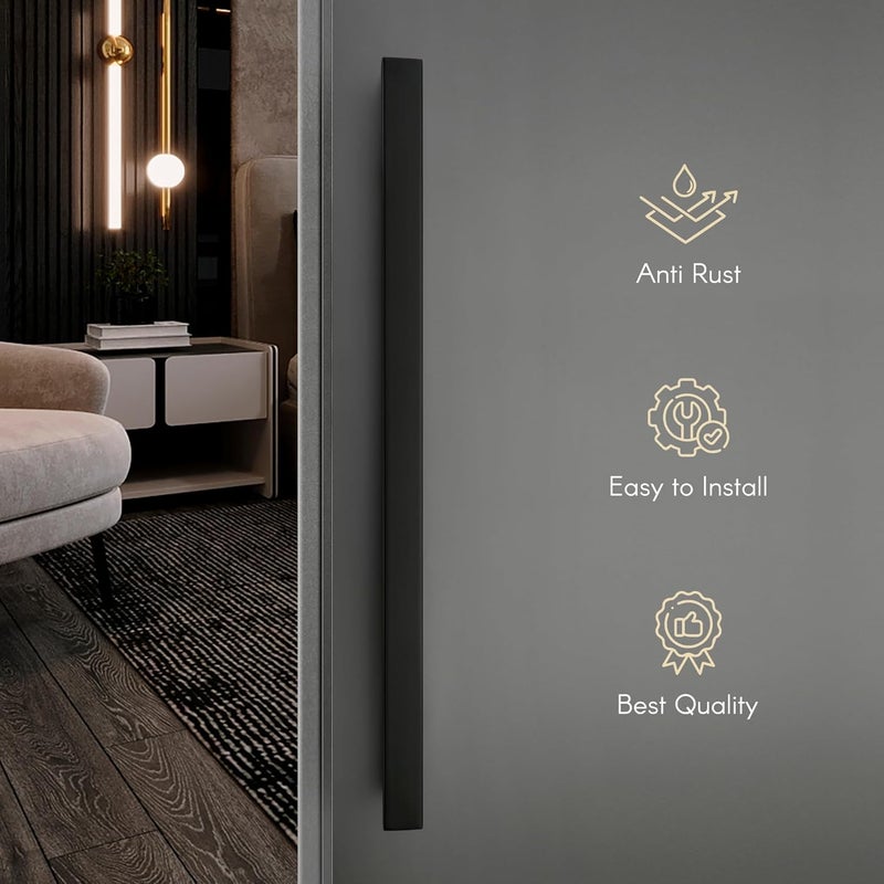 LAPO LAPO 24 inch Stainless Steel Square Door Handle for Main Door Wooden Glass Door Pull Push Handle Main Door Handle Hole to Hole Size 455 mmPack of 1 Black Finish 3 Years Warranty  - Image 4