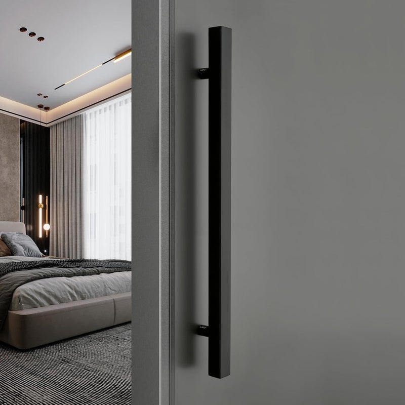 LAPO LAPO 24 inch Stainless Steel Square Door Handle for Main Door Wooden Glass Door Pull Push Handle Main Door Handle Hole to Hole Size 455 mmPack of 1 Black Finish 3 Years Warranty  - Image 1