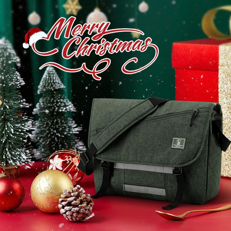 OIWAS Messenger Bag for Men, 15.6 Inch Laptop Crossbody Bags Women Casual Satchel Shoulder Bag College Travel Office Briefcase (15.6 Inch, Dark Green) - Image 2
