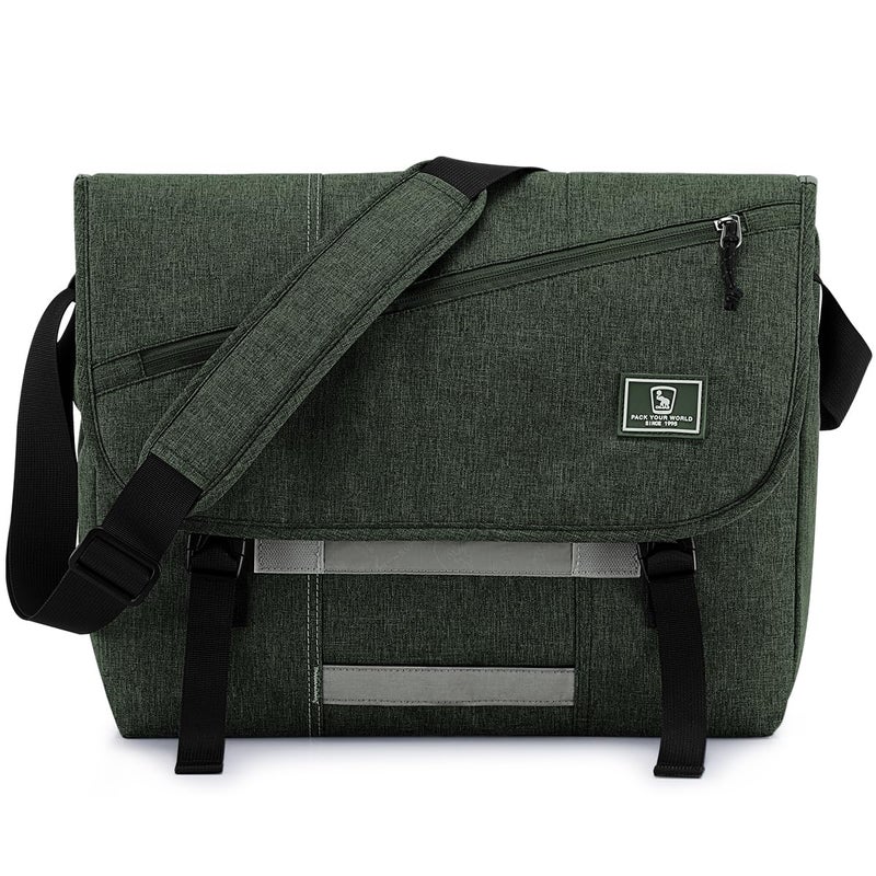 OIWAS Messenger Bag for Men, 15.6 Inch Laptop Crossbody Bags Women Casual Satchel Shoulder Bag College Travel Office Briefcase (15.6 Inch, Dark Green) - Image 1